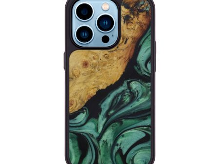 iPhone 14 Pro Wood+Resin Phone Case - Melhem (Dark Green, 583085) Cheap