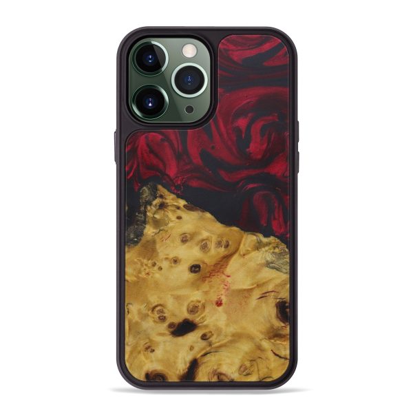 iPhone 13 Pro Max Wood+Resin Phone Case - Lexy (Dark Red, 582885) Supply