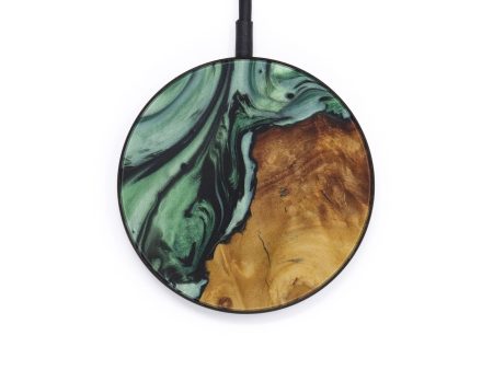 Circle Wood+Resin Wireless Charger - Bengt (Dark Green, 588125) Hot on Sale