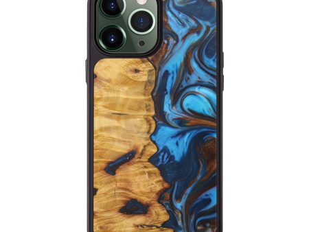 iPhone 13 Pro Max Wood+Resin Phone Case - Ricky (Teal & Gold, 585907) For Cheap