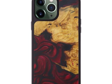 iPhone 13 Pro Max Wood+Resin Phone Case - ChinFui (Dark Red, 582973) Discount