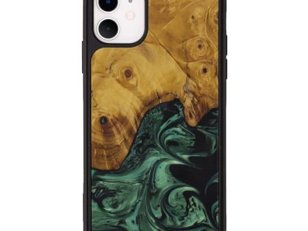 iPhone 11 Wood+Resin Phone Case - Farra (Dark Green, 588091) Online Sale