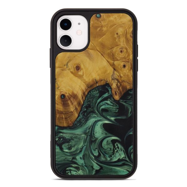 iPhone 11 Wood+Resin Phone Case - Farra (Dark Green, 588091) Online Sale