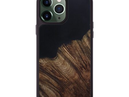 iPhone 13 Pro Max Wood+Resin Phone Case - Saroj (Pure Black, 586019) Fashion