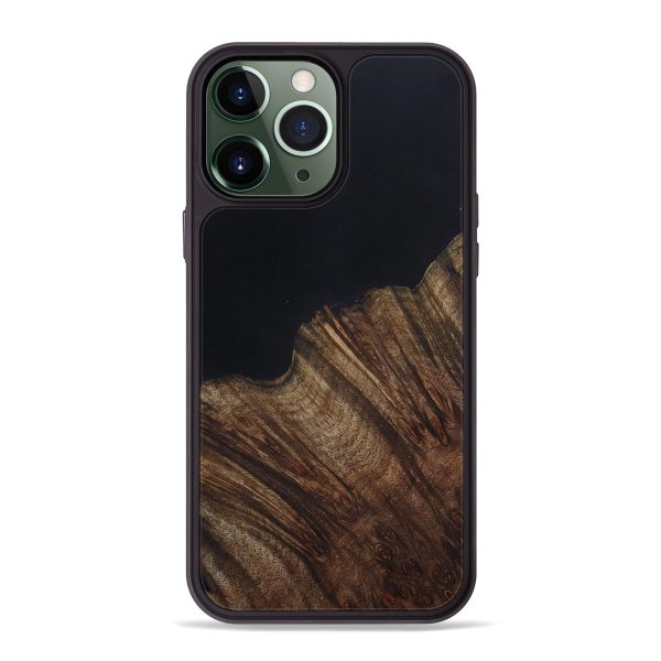 iPhone 13 Pro Max Wood+Resin Phone Case - Saroj (Pure Black, 586019) Fashion