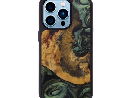 iPhone 14 Pro Wood+Resin Phone Case - Margarito (Dark Green, 588132) on Sale