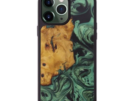 iPhone 13 Pro Max Wood+Resin Phone Case - Euna (Dark Green, 588096) For Cheap