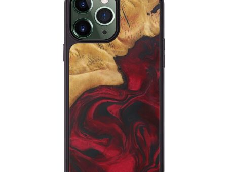 iPhone 13 Pro Max Wood+Resin Phone Case - Arlington (Dark Red, 582902) Cheap