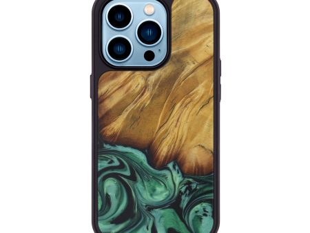 iPhone 14 Pro Wood+Resin Phone Case - Sig (Dark Green, 583060) Cheap