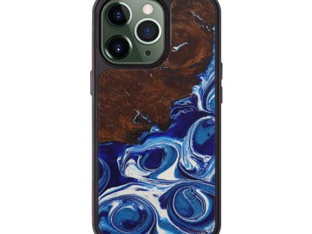 iPhone 13 Pro Wood+Resin Phone Case - Brier (Dark Blue, 587976) For Cheap