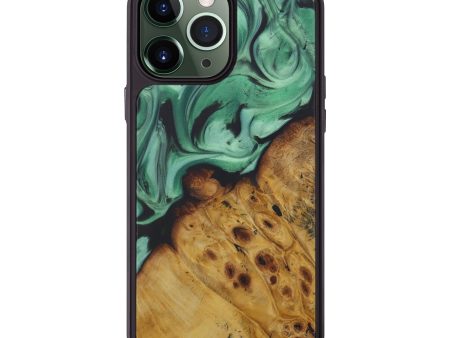 iPhone 13 Pro Max Wood+Resin Phone Case - Astrid (Dark Green, 583057) on Sale