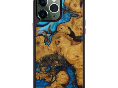 iPhone 13 Pro Max Wood+Resin Phone Case - Dhanvinder (Teal & Gold, 586626) on Sale