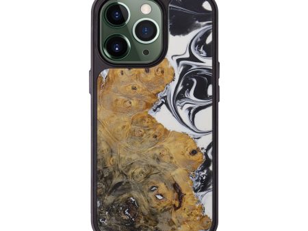 iPhone 13 Pro Wood+Resin Phone Case - Audley (Black & White, 586986) For Discount