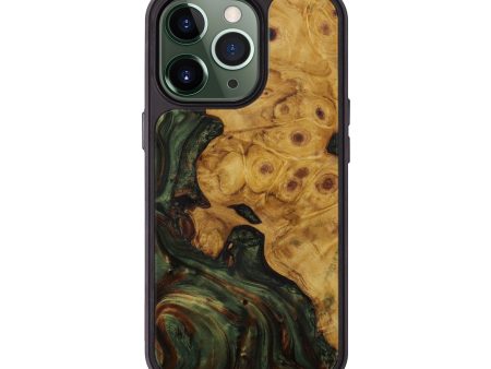 iPhone 13 Pro Wood+Resin Phone Case - Aleece (Dark Green, 586440) Cheap