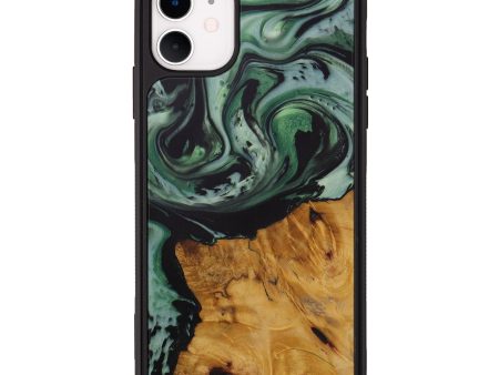 iPhone 11 Wood+Resin Phone Case - Barnett (Dark Green, 588102) Online Sale