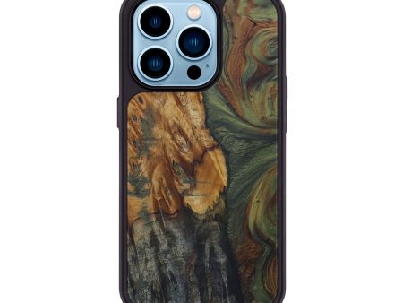 iPhone 14 Pro Wood+Resin Phone Case - Viviana (Dark Green, 583063) Supply