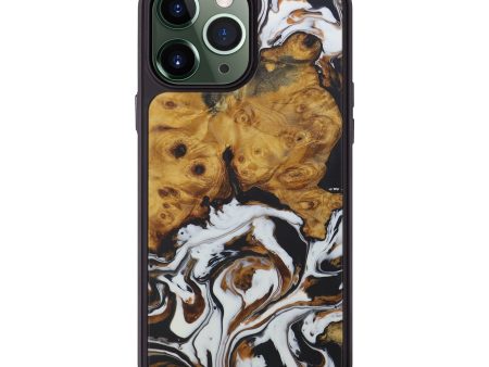 iPhone 13 Pro Max Wood+Resin Phone Case - Nguyen (Black & White, 587025) For Sale