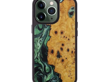 iPhone 13 Pro Wood+Resin Phone Case - Edra (Dark Green, 588119) Sale