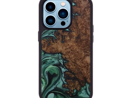 iPhone 14 Pro Wood+Resin Phone Case - Gabrielle (Dark Green, 588121) Online now