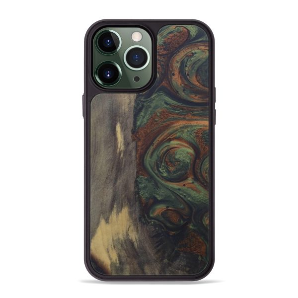 iPhone 13 Pro Max Wood+Resin Phone Case - Joletta (Dark Green, 587968) Supply