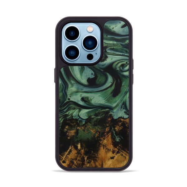 iPhone 14 Pro Wood+Resin Phone Case - Ellie (Dark Green, 583099) Online now