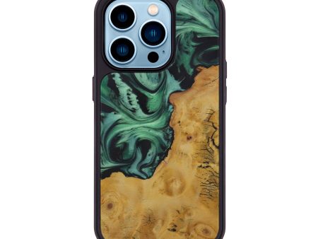 iPhone 14 Pro Wood+Resin Phone Case - Cordella (Dark Green, 583062) Discount