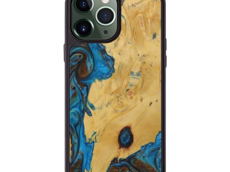 iPhone 13 Pro Max Wood+Resin Phone Case - Chanda (Teal & Gold, 581612) Online