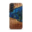 Galaxy S22 Wood+Resin Live Edge Phone Case - Roz (Teal & Gold, 582812) Cheap