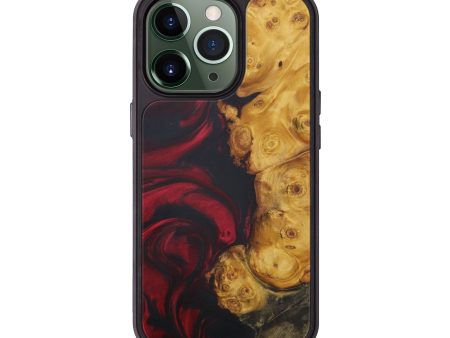 iPhone 13 Pro Wood+Resin Phone Case - Afif (Dark Red, 584618) Online now