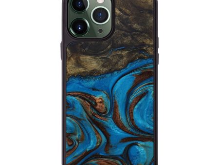 iPhone 13 Pro Max Wood+Resin Phone Case - Doe (Teal & Gold, 575545) Online Sale