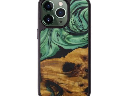 iPhone 13 Pro Wood+Resin Phone Case - Boone (Dark Green, 583147) on Sale