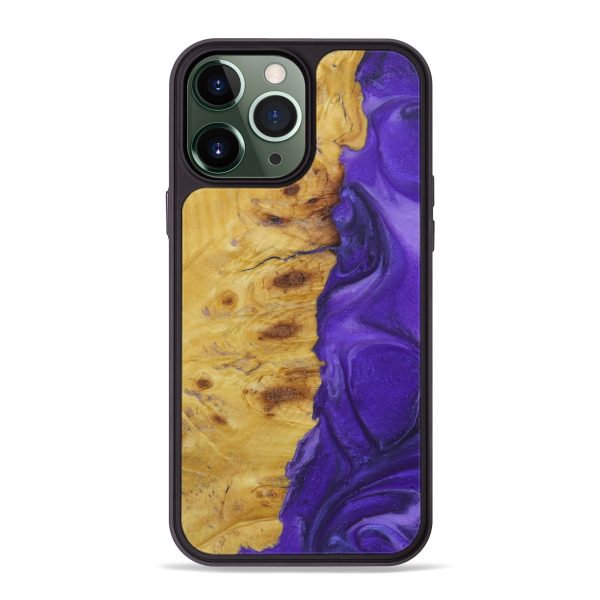 iPhone 13 Pro Max Wood+Resin Phone Case - Stone (Purple, 579286) For Discount