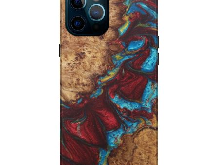 iPhone 12 Pro Max Wood+Resin Live Edge Phone Case - Beryl (Dark Red, 579174) Hot on Sale