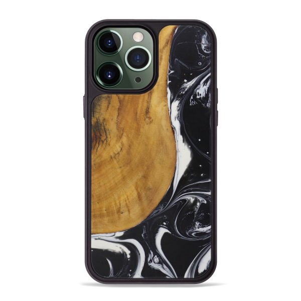 iPhone 13 Pro Max Wood+Resin Phone Case - Kendre (Black & White, 575991) Sale