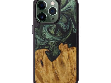 iPhone 13 Pro Wood+Resin Phone Case - Avril (Dark Green, 584988) Supply