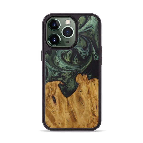 iPhone 13 Pro Wood+Resin Phone Case - Avril (Dark Green, 584988) Supply