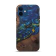 iPhone 12 Wood+Resin Live Edge Phone Case - Elana (Teal & Gold, 574852) Cheap