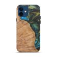 iPhone 12 Wood+Resin Live Edge Phone Case - Padraig (Teal & Gold, 577472) on Sale