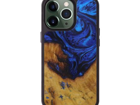 iPhone 13 Pro Wood+Resin Phone Case - Sharita (Dark Blue, 578663) Sale