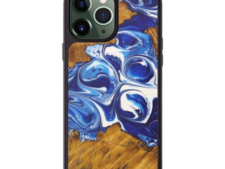 iPhone 13 Pro Max Wood+Resin Phone Case - Marketa (Dark Blue, 575790) Online now