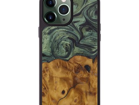 iPhone 13 Pro Max Wood+Resin Phone Case - Mysore (Dark Green, 580599) For Sale