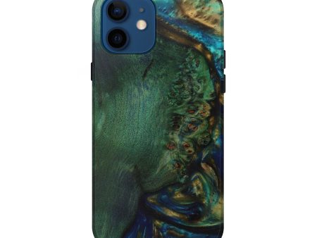 iPhone 12 Wood+Resin Live Edge Phone Case - Betti (Teal & Gold, 587770) Online