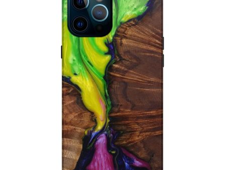 iPhone 12 Pro Max Wood+Resin Live Edge Phone Case - Xiaomei (Dark Green, 582798) For Cheap