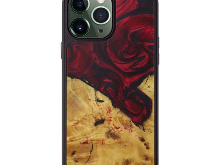 iPhone 13 Pro Max Wood+Resin Phone Case - Demarion (Dark Red, 586233) Online now