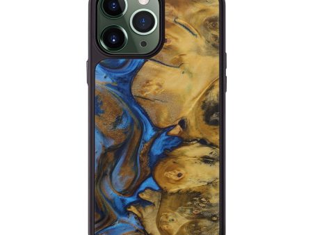 iPhone 13 Pro Max Wood+Resin Phone Case - Charlottie (Teal & Gold, 581644) Online Sale