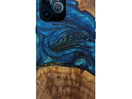 iPhone 12 Pro Max Wood+Resin Live Edge Phone Case - Codi (Teal & Gold, 587779) Online Hot Sale