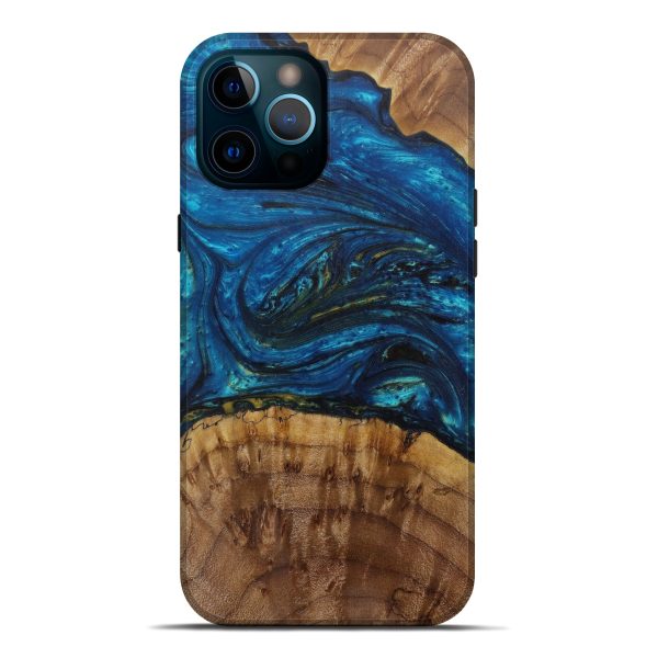 iPhone 12 Pro Max Wood+Resin Live Edge Phone Case - Codi (Teal & Gold, 587779) Online Hot Sale