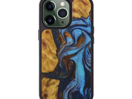 iPhone 13 Pro Wood+Resin Phone Case - Chantal (Teal & Gold, 583962) Online