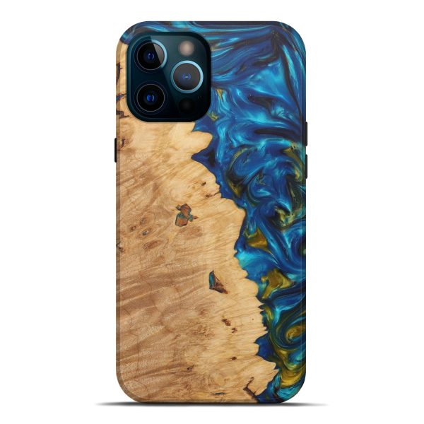 iPhone 12 Pro Max Wood+Resin Live Edge Phone Case - Emerson (Teal & Gold, 576737) Hot on Sale