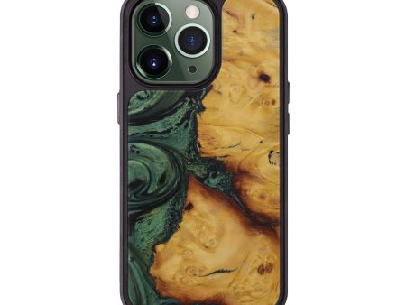 iPhone 13 Pro Wood+Resin Phone Case - Xylia (Dark Green, 580530) Online Hot Sale